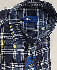 Теплі чоловічі сорочки в клітинку байкові Bagin vd-0056 синя класична, тепла чоловіча сорочка на зиму 39, фото 6