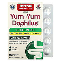 Пробиотики Jarrow Formulas "Yum-Yum Dophilus" 1 млрд КОЕ, вкус малины (120 жевательных таблеток Ice)