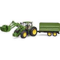 Спецтехника Bruder трактор John Deere 7R 350 с погрузчиком и прицепом