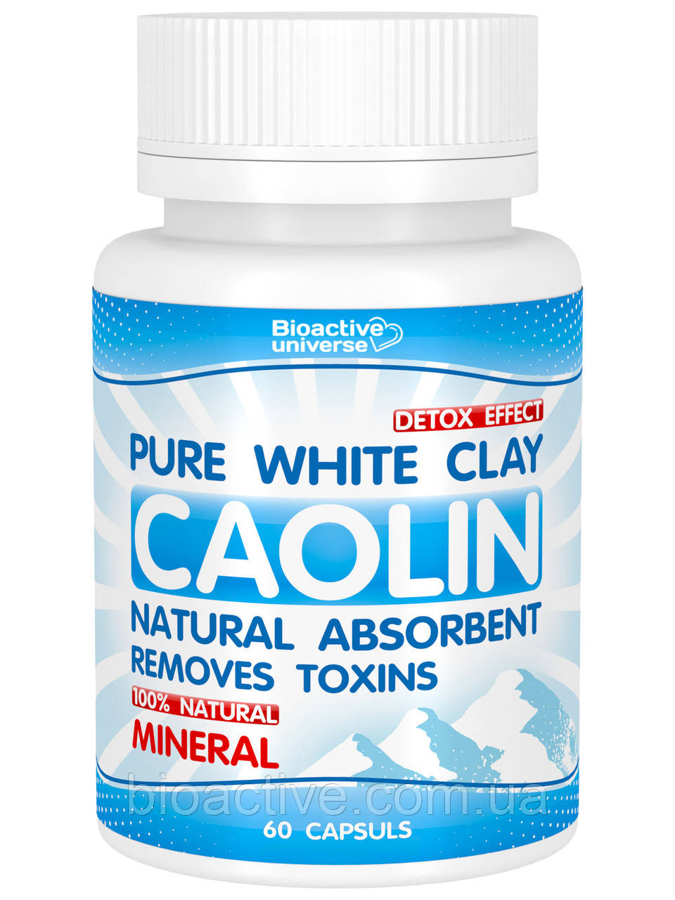 Біла глина (Каолін) у капсулах №60, очищення організму, у разі отруєння, інтоксикації, фото 1