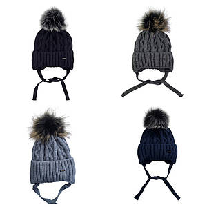 Зимова Шапка з помпоном для хлопчика, Теплі шапки для дітей зимові з помпоном на 2 3 4 роки
