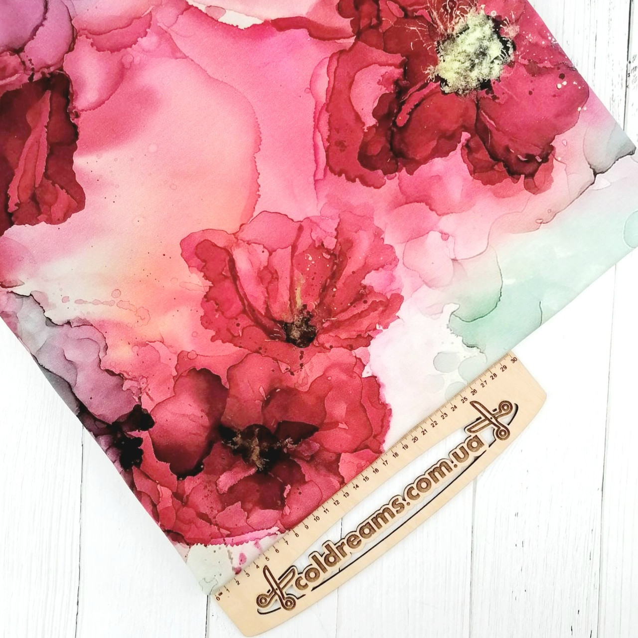 Стрейч кулір принт "Червоні квіти" (диджитал)