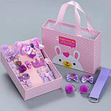 Набір дитячих резинок заколок для волосся в подарунковій упаковці на 18 шт 6 кольорів, фото 2