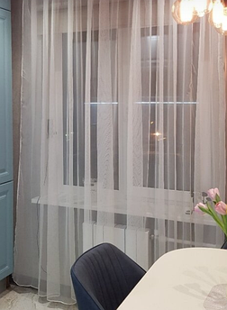 Тюль шифон заввишки 3,0 м білий з обважнювачем у зал, спальню, кухню