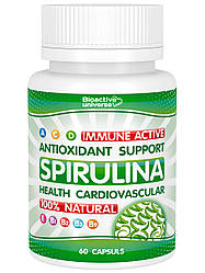 Спіруліна в капсулах № 60, для серцево-судинної системи, щитоподібної залози, імунітету, схуднення
