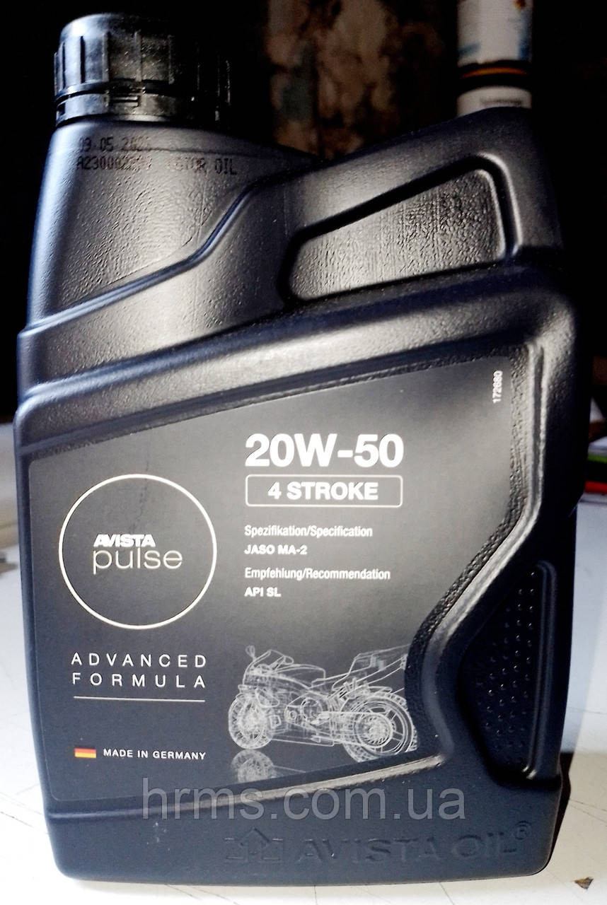 Олива для мотоциклів моторна AVISTA pulse 4 STROKE 20W-50 1л масло моторне для мотоциклів мотоциклетне масло
