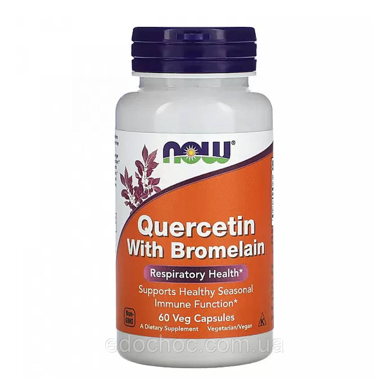 Кверцетин із бромелайном (Quercetin with Bromelain) 60 капсул NOW-03091, фото 1
