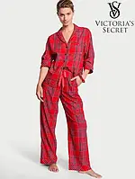 Пижама Фланелевая Victoria's Secret FLANNEL LONG PJ SET Розовый (размер S, M)