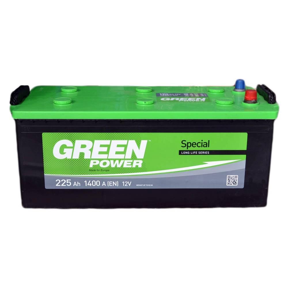 Аккумулятор GREEN POWER - 225 + лівий (1400 пуск)