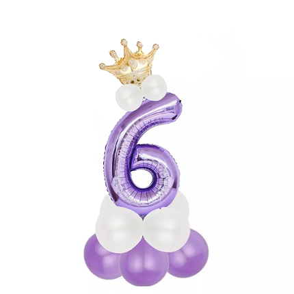 Цифра 6 на підставці із кульок | Фіолетовий, фото 1