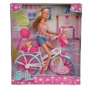 Лялька Штеффі з малюком на велосипеді Уцінка Simba 5739050