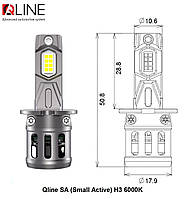 Qline SA (Small Active) H3 6000K 52W 8000Lm мини светодиодные автомобильные LED лампы (2 шт)