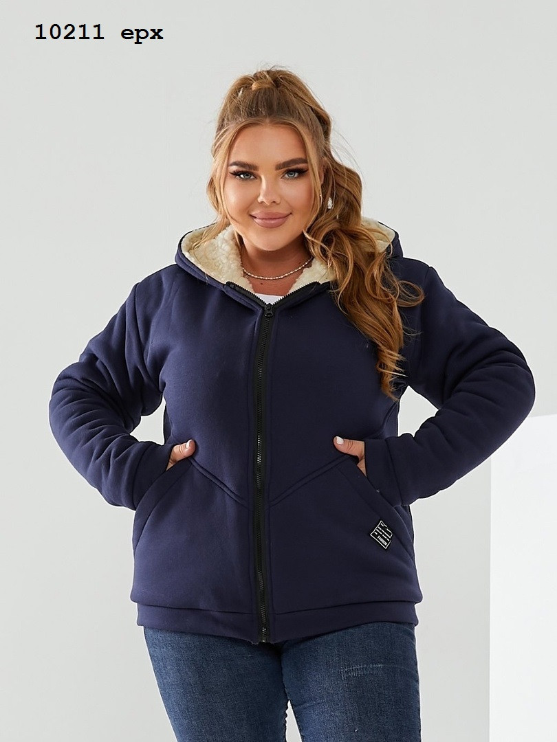 Тепла спортивна куртка  батальна 10211 ерх, фото 1