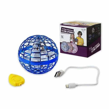 Літаюча куля спинер Flying Spinner з LED підсвічуванням 95 мм іграшка для дітей, фото 1