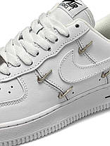 Жіночі кросівки Nike Air Force 1 LX Crome Swooshes White Black Найк Аїр Форс білі шкіра демісезон, фото 5