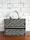 Жіноча сумка-шопер Dior Book чорно-біла з ручками текстиль Крістіан Діор, фото 7