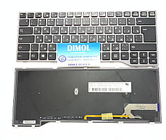 Оригінальна клавіатура для Fujitsu-Siemens LifeBook Q775, Q737, Q736 series, ru, black, сіра рамка, підсвічування