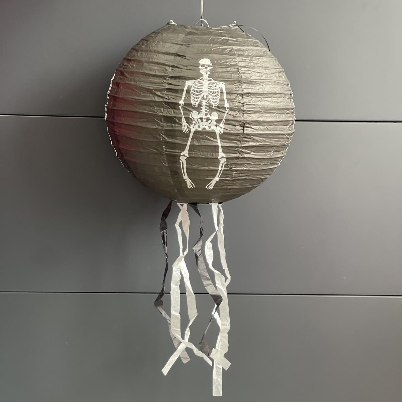Куля підвісна, паперова "Скелет" на Хелловін, 30*60 см, Декор подвесной "Скелет" на хэллоуин, фото 1