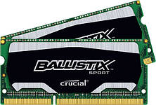 Пам'ять для ноутбука Crucial Ballistix 16 GB 2x8 GB DDR3 SO-DIMM 204 Pin 1600 MHz (PC3-12800)