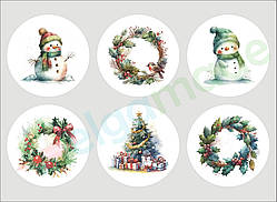 Фетр з принтом ЯЛИНКОВІ ІГРАШКИ 5, 22x30 см, корейський м'який 1.2 мм