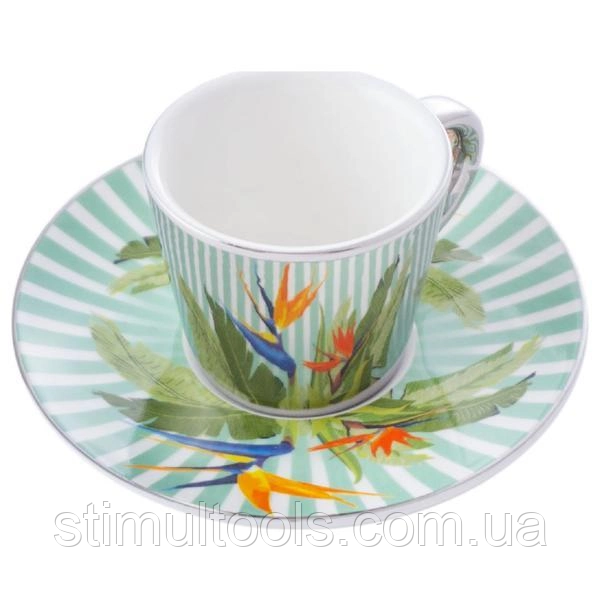 Керамічна чашка дзеркальна з блюдцем Elite EL-SD-07, фото 1
