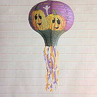 Куля підвісна, паперова "Гарбузики" на Хелловін, 30*70 см, Декор подвесной "Тыквочки" на хэллоуин
