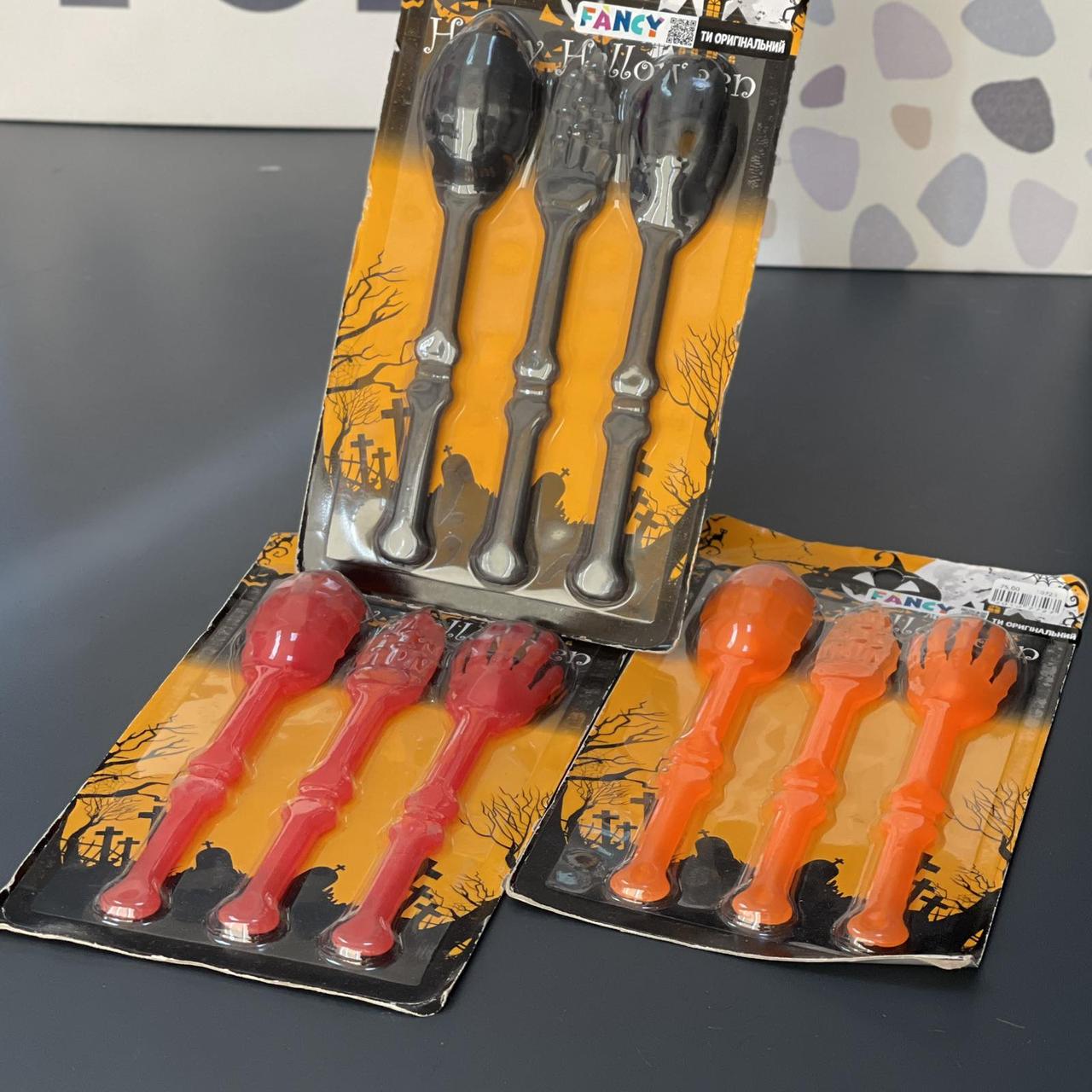 Набір столовий на Хелловін, мікс , Столовые приборы на Хэллоуин, фото 1