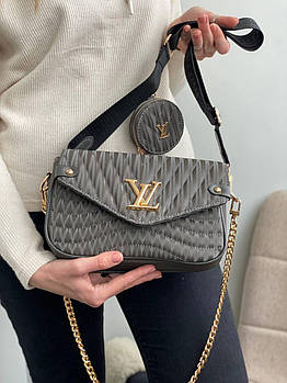 Жіноча сумка Louis Vuitton mini сіра текстиль Луї Віттон