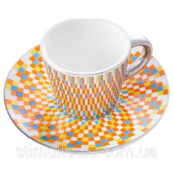 Керамічна чашка дзеркальна з блюдцем Elite EL-SD-08, фото 1