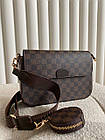 Жіноча сумка Louis Vuitton pochette коричнева картата шкіряна Луї Віттон пошета, фото 4