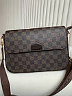 Жіноча сумка Louis Vuitton pochette коричнева картата шкіряна Луї Віттон пошета, фото 7