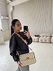 Жіноча сумка Louis Vuitton pochette молочна в клітинку шкіряна Луї Віттон пошет, фото 4