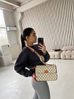 Жіноча сумка Louis Vuitton pochette молочна в клітинку шкіряна Луї Віттон пошет, фото 5