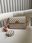 Жіноча сумка Louis Vuitton pochette молочна в клітинку шкіряна Луї Віттон пошет, фото 7