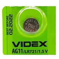 Батарейка Videx AG11 LR721 1 шт, таблетка