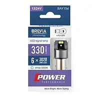 Brevia CANbus №10103 (2шт) 12/24V T25 Белый P21/5W 6x3020SMD 330Lm 6000K