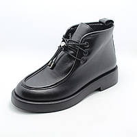 Кожаные женские ботинки лоферы без меха, черные La Pinta Турция 38