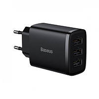 Мережевий зарядний пристрій Baseus Compact Charger 17W (3 USB) Black (CCXJ020101)