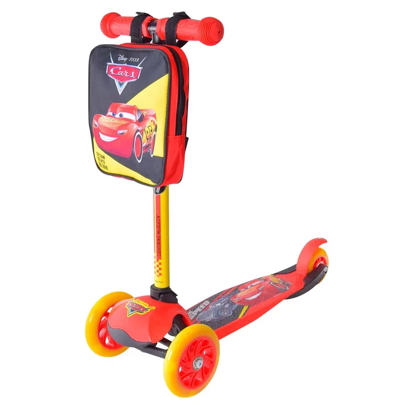 Самокат триколісний Тачки Cars із рюкзаком LS2114 Червоний, фото 1