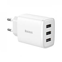 Мережевий зарядний пристрій Baseus Compact Charger 17W (3 USB) White (CCXJ020102)