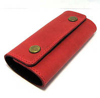 Кожаная ключница красная брелок чехол для ключей 11,5см натуральная кожа