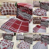 Двуспальное фланелевое постельное бельё Cotton Collection 200х220 см Байка, Красный, Узор на выбор