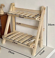 Этажерка полка настольная раскладная из натурального дерева, ручная работа