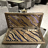 Нарди з натурального дерева та епоксидної смоли ручної роботи, фото 4