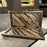 Нарди з натурального дерева та епоксидної смоли ручної роботи, фото 5