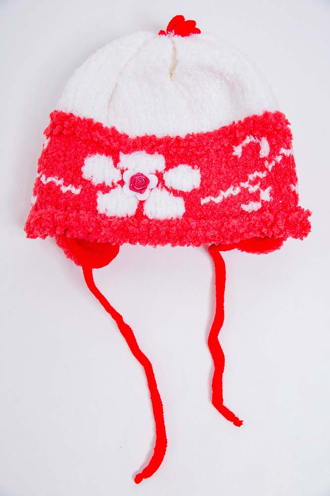 Комплект з шапки і шарфа, для дівчинки, коралово-білого кольору, 167R8882 - фото 3 - id-p1979989697