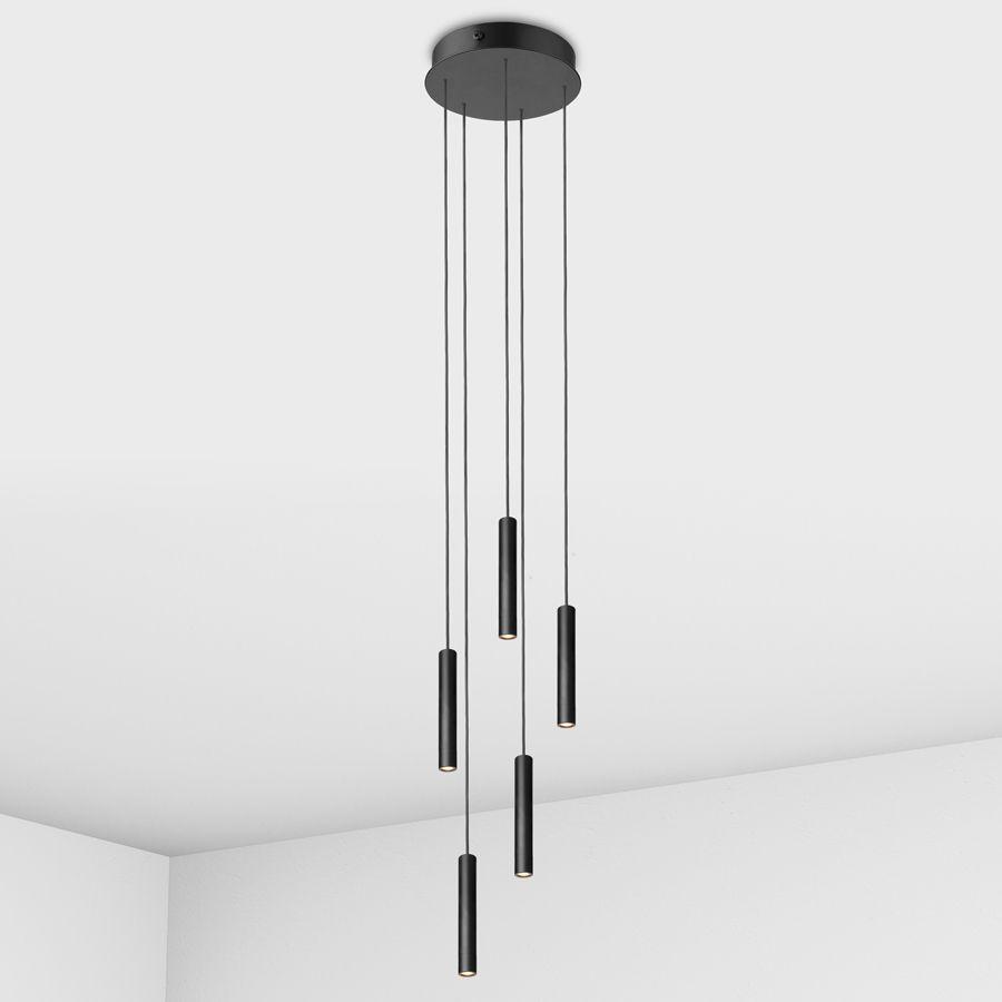 Світлодіодна люстра-підвіс чорна металева 5х1.5 Вт 4000К 20х150 см