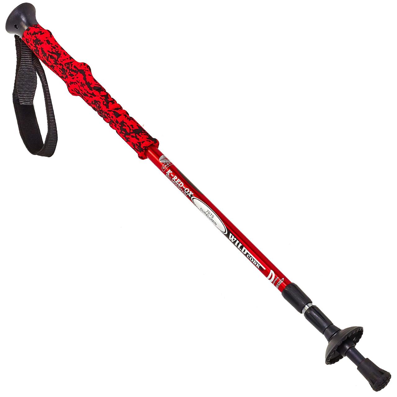 Палка трекінгова для скандинавської ходьби SALAMAN SP-Sport TY-7075 K-2 55-135см червона