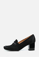 Женские туфли черного цвета на широком каблуке