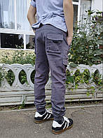 Детские штаны Карго для мальчика графит с карманами модные брюки для подростка